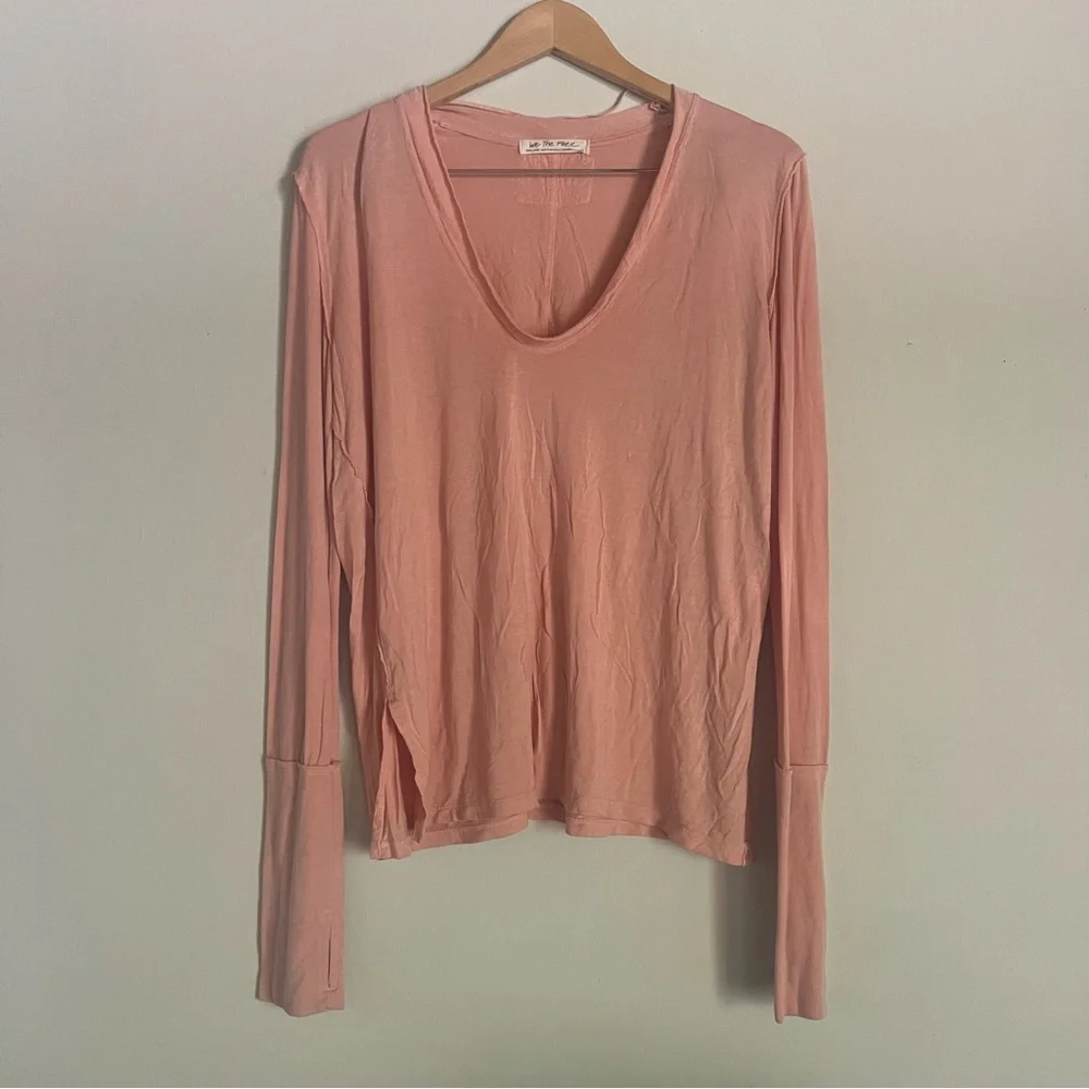 Free People We The Free Colby long sleeve top Pink Peachy Size XL Lightweight